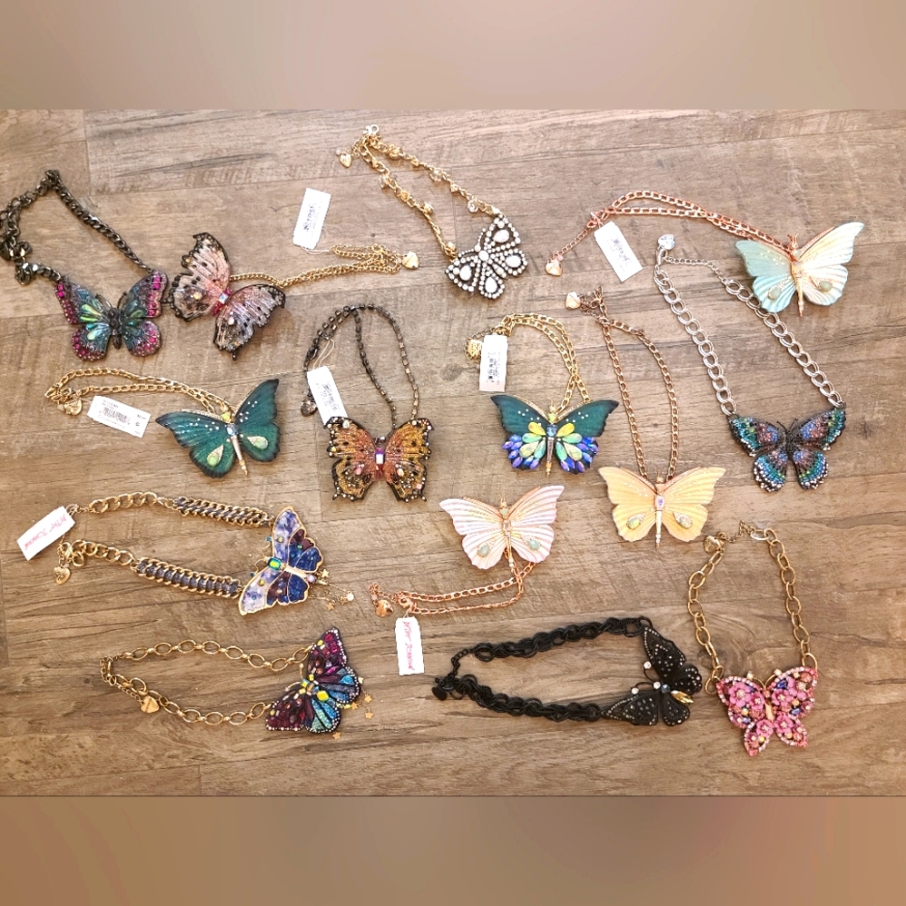 Lot! Betsey Johnson Large Butterfly necklace lot! 14 Necklaces! 1,500value!!